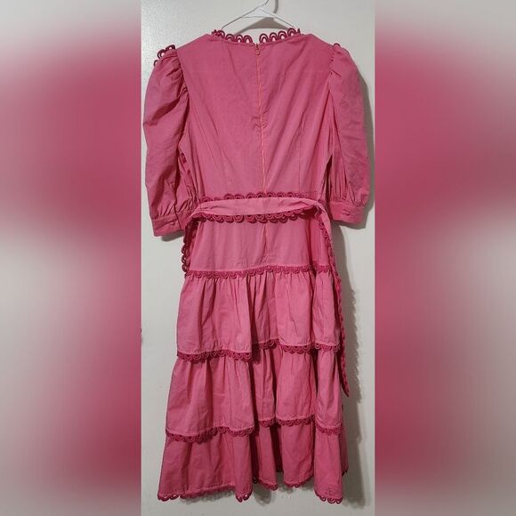 Celia B Azucena Dress Cotton Pink Sundress Flowy Size Small Belted - Picture 6 of 12